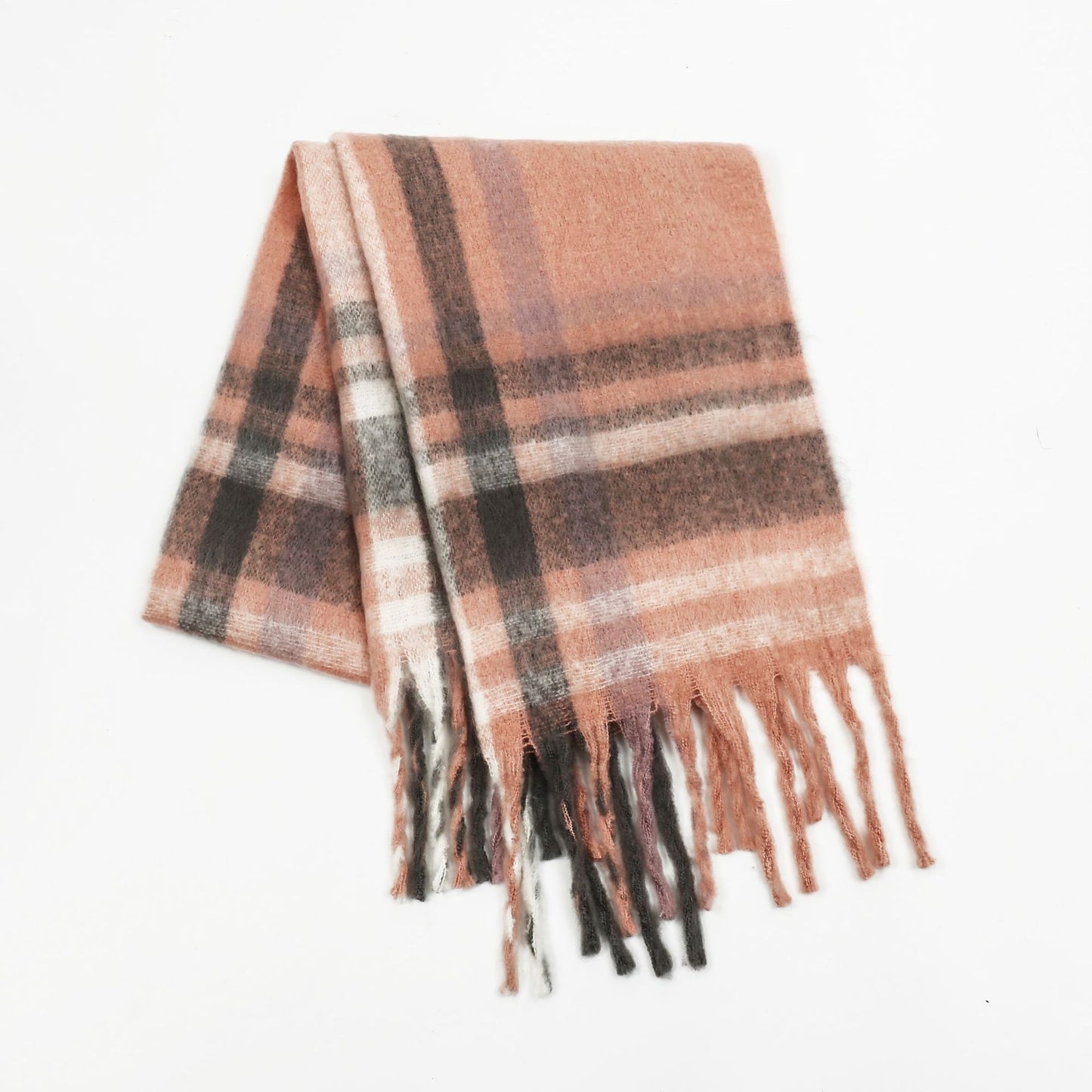 Plaid Scarf for Women Autumn Winter Thickened Warm All Matching Tassel Fashionable Scarf