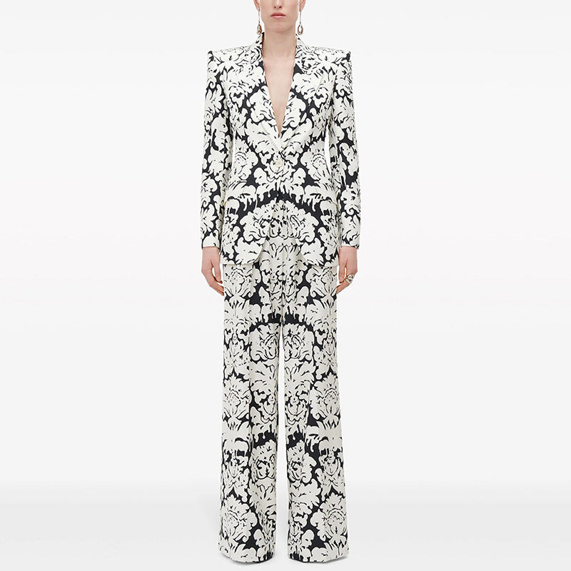 Graceful Fashionable Digital Printing Casual Work Pant Set Two Piece Set