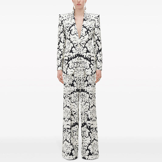 Graceful Fashionable Digital Printing Casual Work Pant Set Two Piece Set