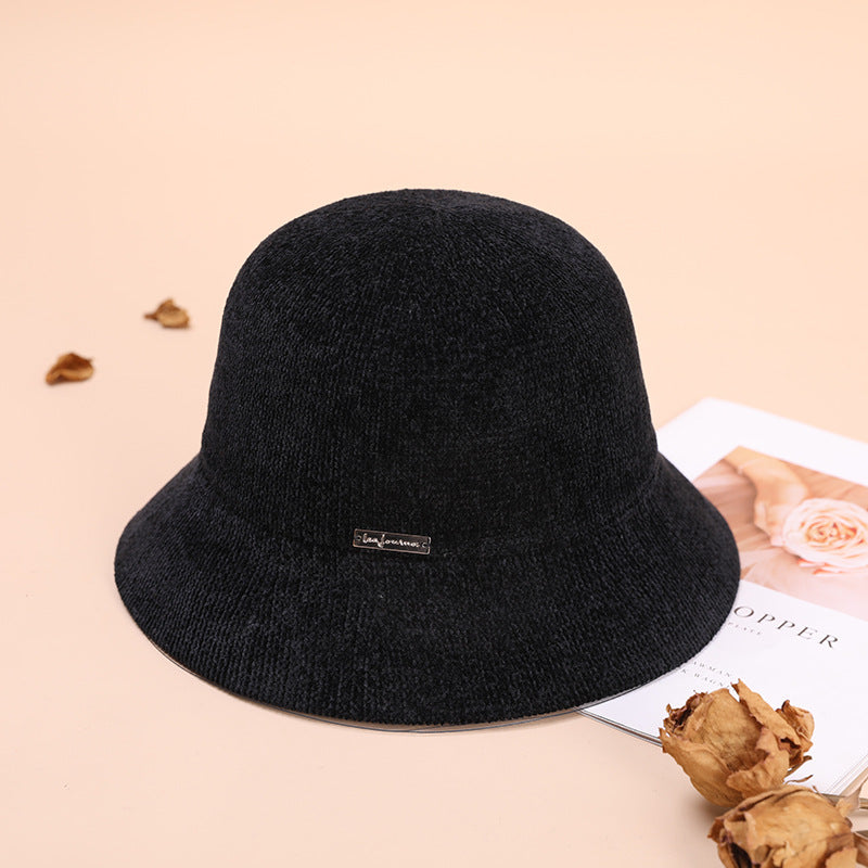 Autumn Winter Arrival Chenille Bucket Hat Simple Elegant Dome Knitted Hat Children