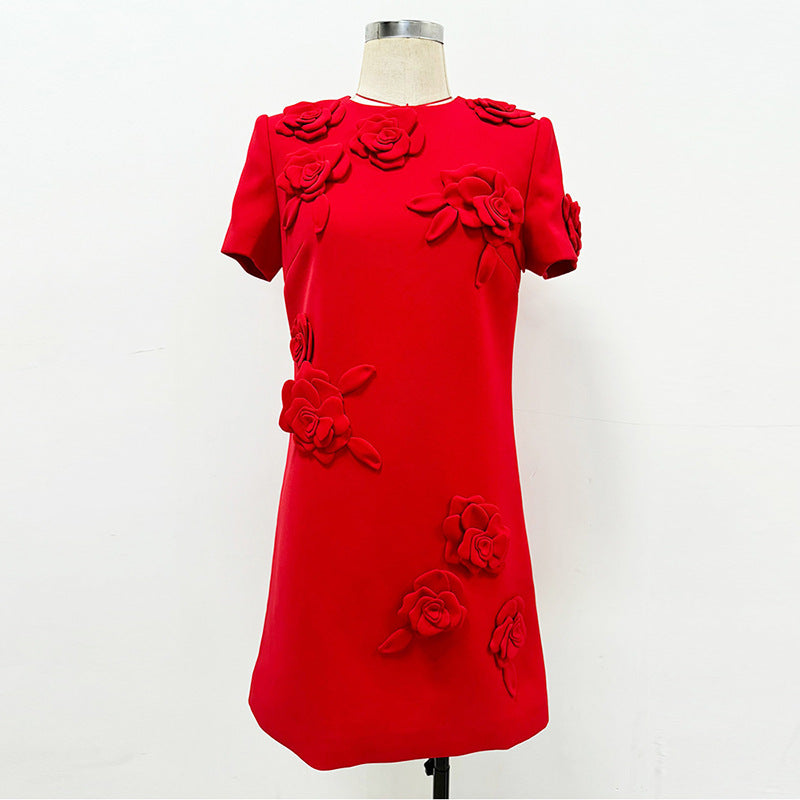 Star Heavy Industry Three Dimensional Floral Short Sleeve Dress Small Dress