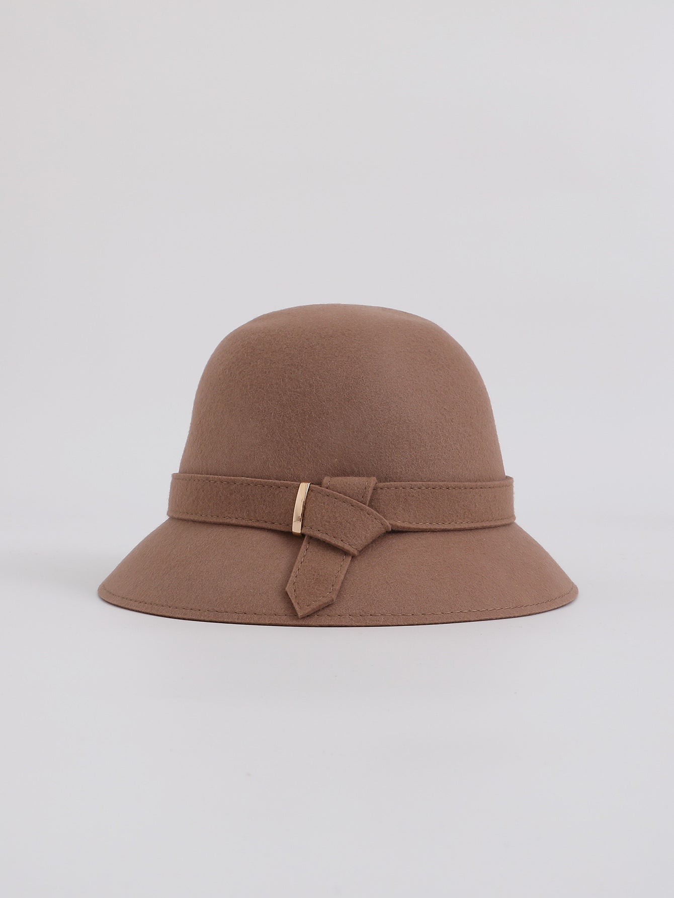 Camel Woolen Bucket Hat Women Fall Winter Hepburn Elegant Top Hat Japanese Classic Bucket Hat