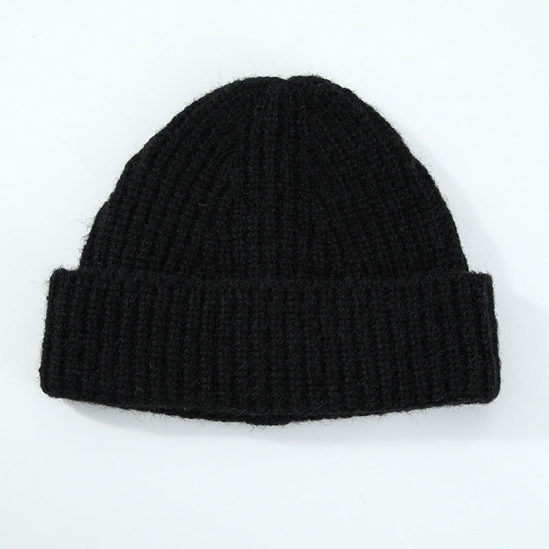 Women Winter Hat Big Head Circumference Warm Simple Wool Blend Solid Color Flanging Woolen Cap Beanie Hat