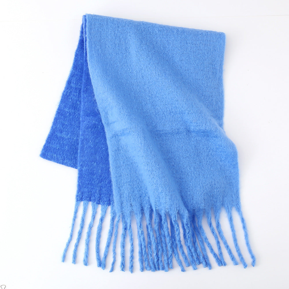 Scarf Women Winter Two Color Soft Glutinous Thickened Autumn Winter Thick Tassel Wild Couple Scarf