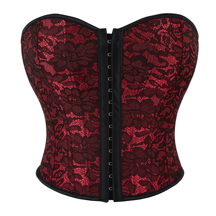 Dark Red Single Breasted Short Tube Top Women Corset