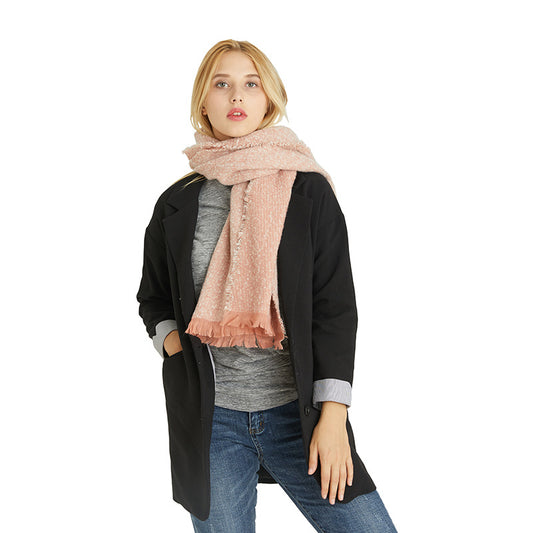 Thickened Circle Yarn Women Neck Warmer Autumn Winter All Matching Monochrome Shawl for Women