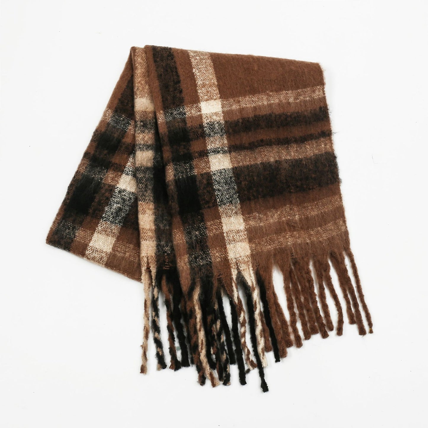 Plaid Scarf for Women Autumn Winter Thickened Warm All Matching Tassel Fashionable Scarf