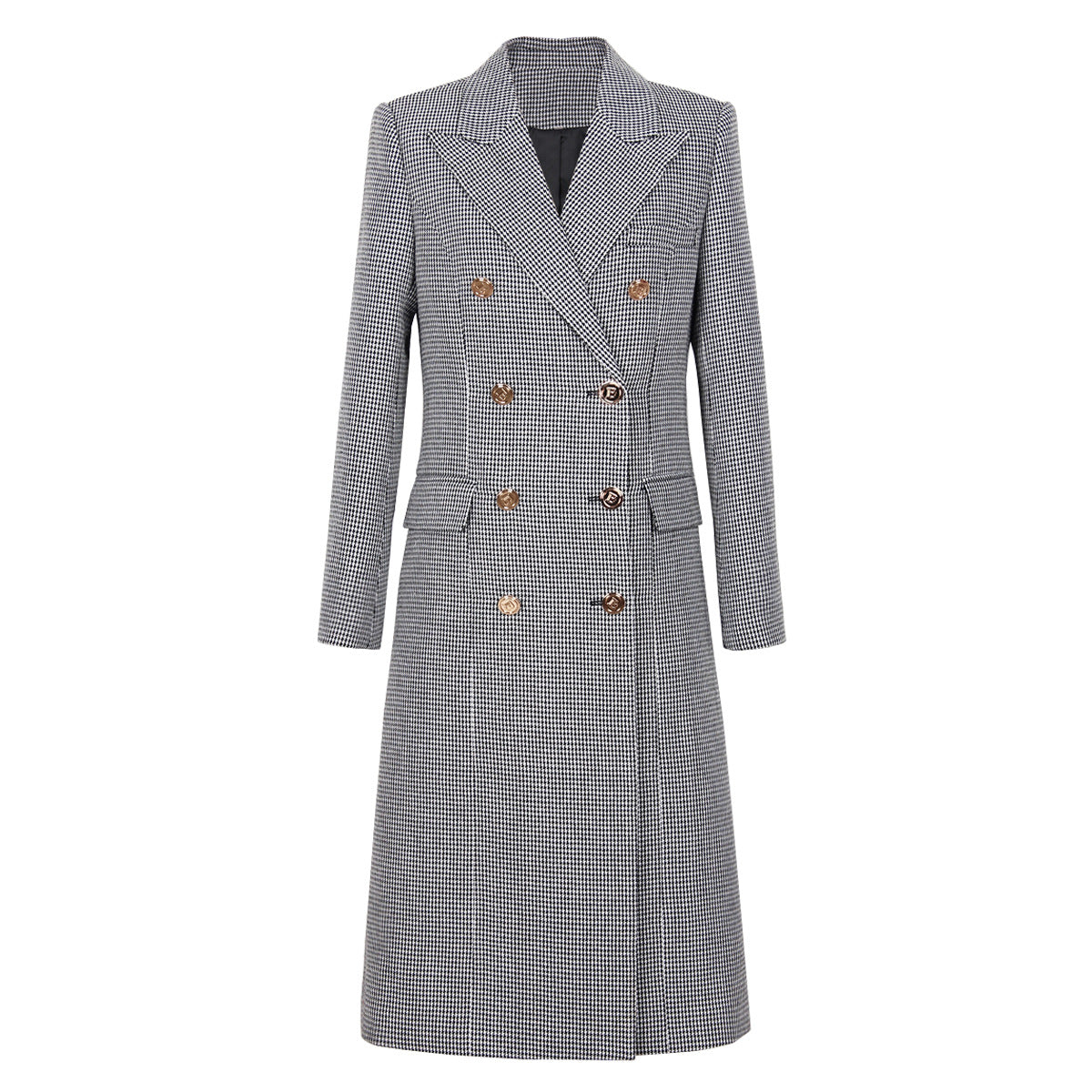 Spring Autumn High Quality Overcoat Coat Classic Houndstooth Senior Women Trench Coat