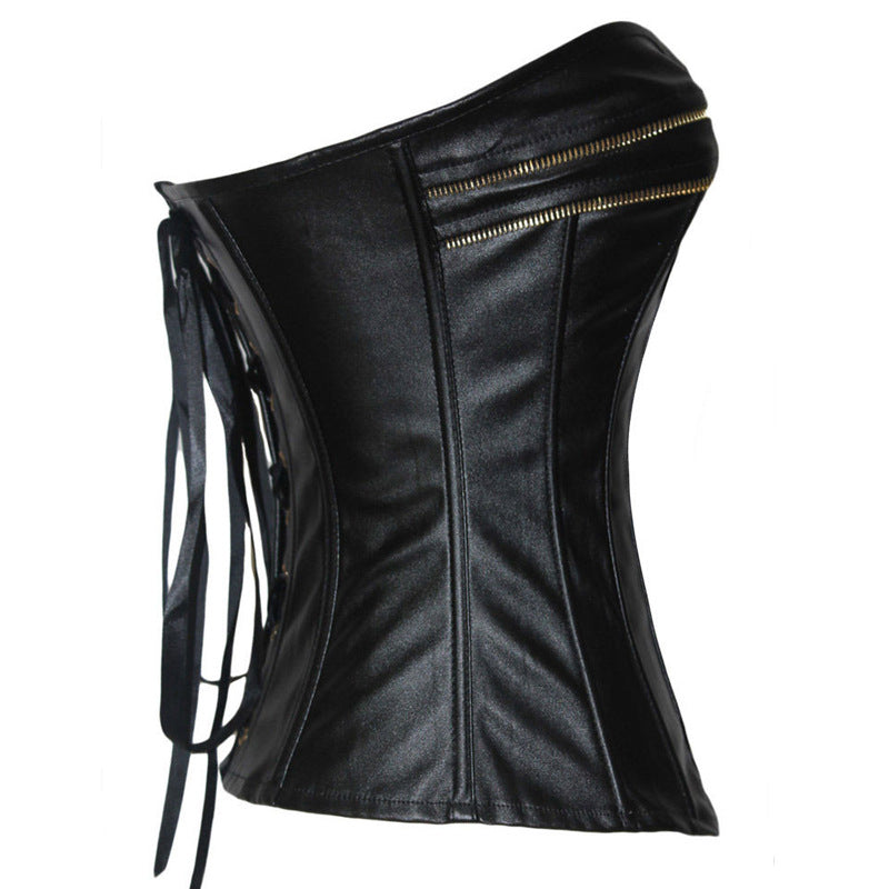 Zipper Dress Bottoming Corset Leather Court Corset