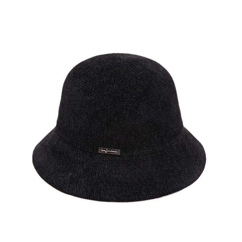 Autumn Winter Arrival Chenille Bucket Hat Simple Elegant Dome Knitted Hat Children