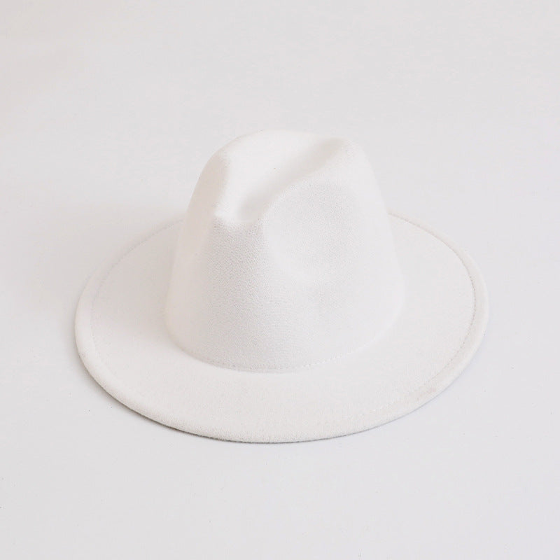 Faux Wool Jazz Top Panama Hat Women Autumn Winter Retro British Western Cowboy Hat