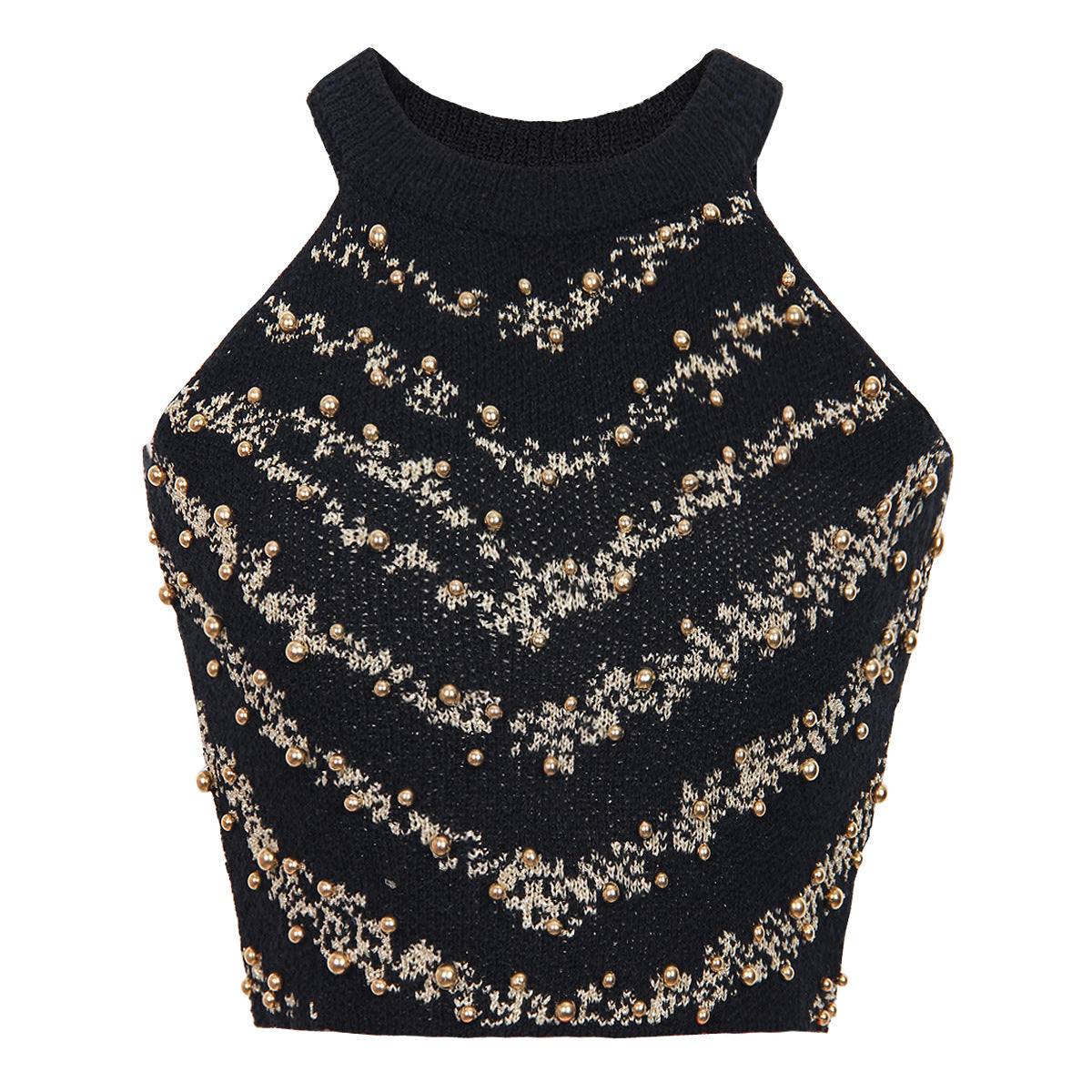 Summer Beaded Halter Sleeveless Camisole Short Knitted Bottoming Women Quality