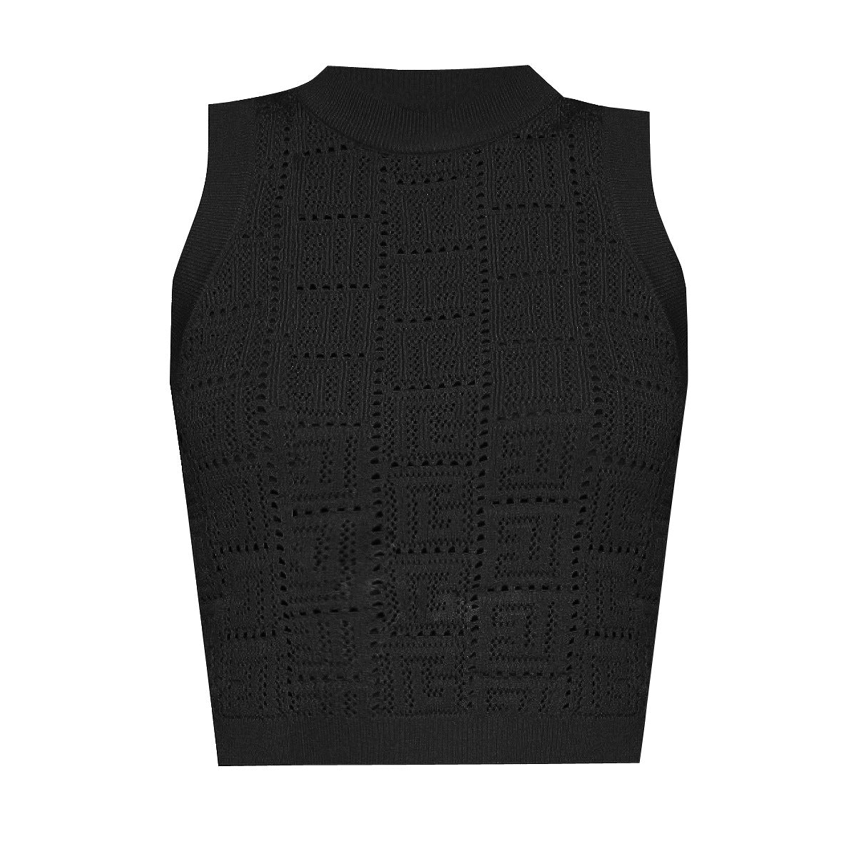 Long Sleeve Short round Neck Hollow Out Cutout out Knitwear Dress Vest Shorts Women "'