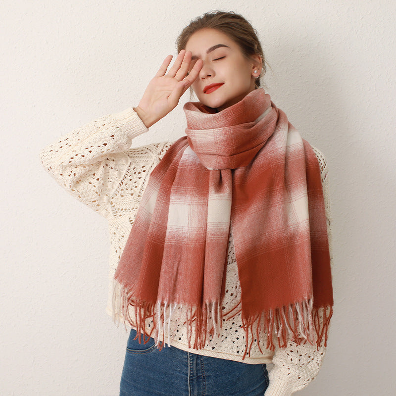 Scarf Cashmere Plaid Scarf Women Autumn Winter Shawl Scarf