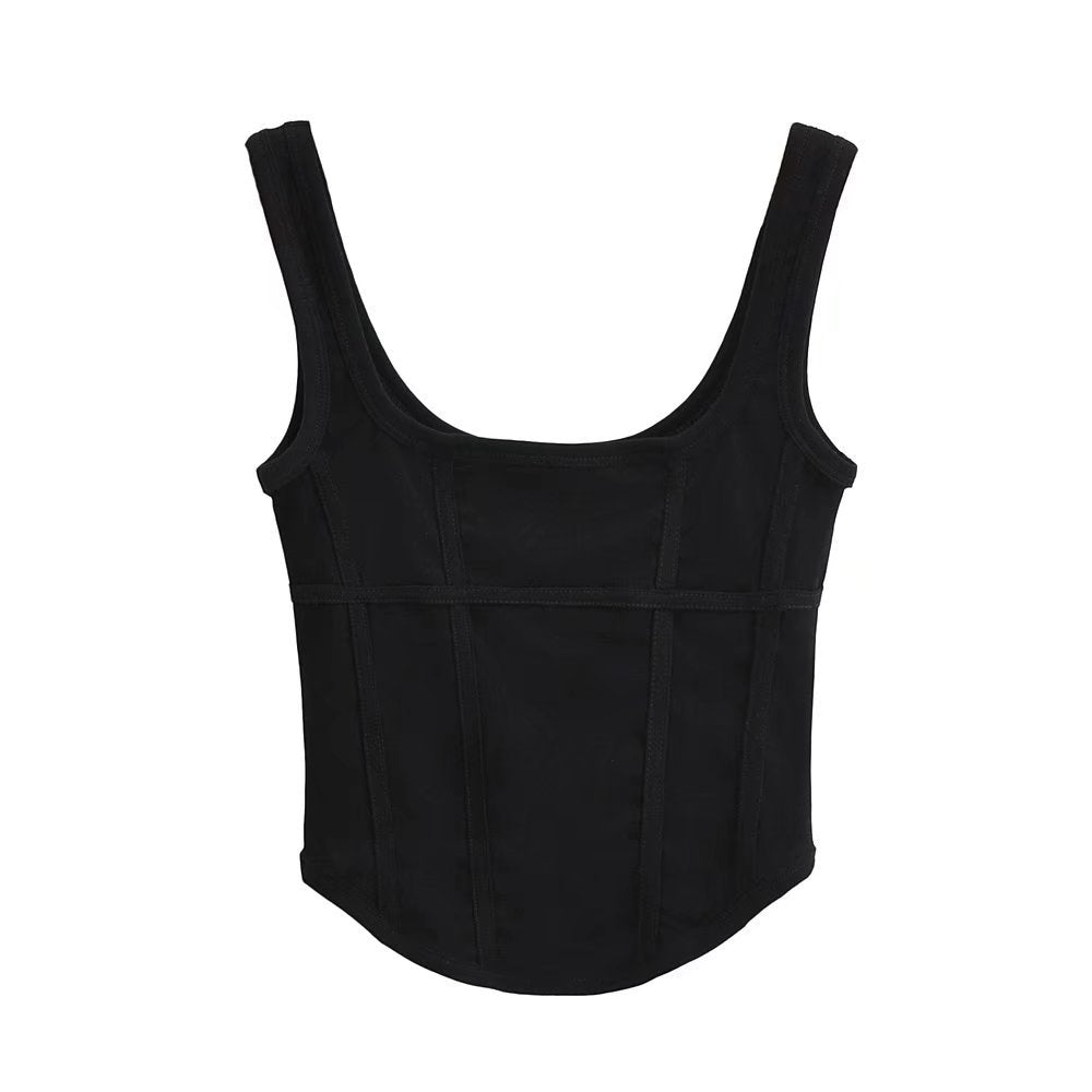 Curved Hem Exposed cropped Sexy Niche Design All-Match Summer Wear Sexy Boning Corset Boning Corset Camisole '