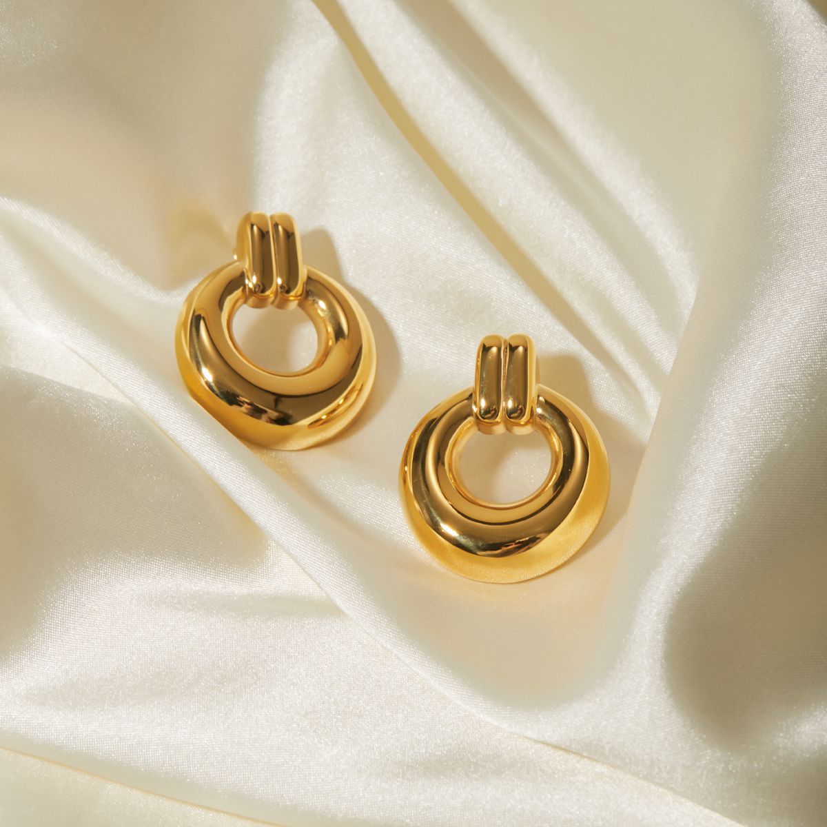 Internet 18K Gold Stainless Steel Ring Earrings Non-Fading Earrings Accessories