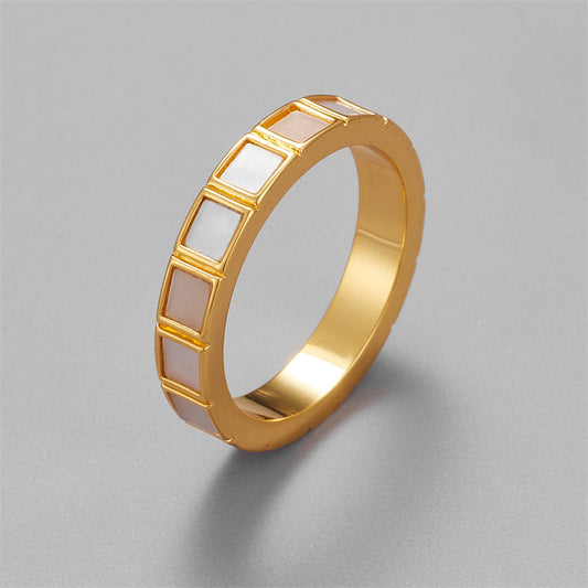 Multi Small Square White Lip Shell Polished Surface Ring High Quality Personalized Ring Women Accessories