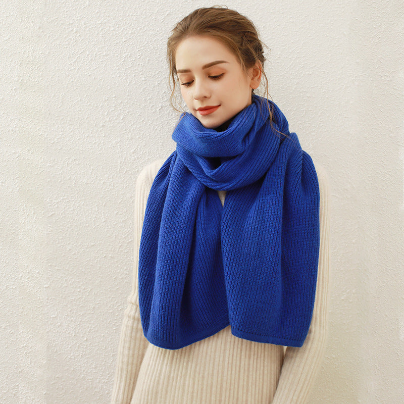 Solid Color Rib Knitted Scarf Women Autumn Winter Manufacturers Red Annual Meeting Scarf