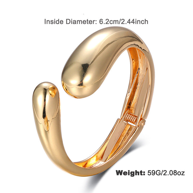 Alloy Gold Plated High Glossy Open Spring Bracelet Women Simple Bracelet