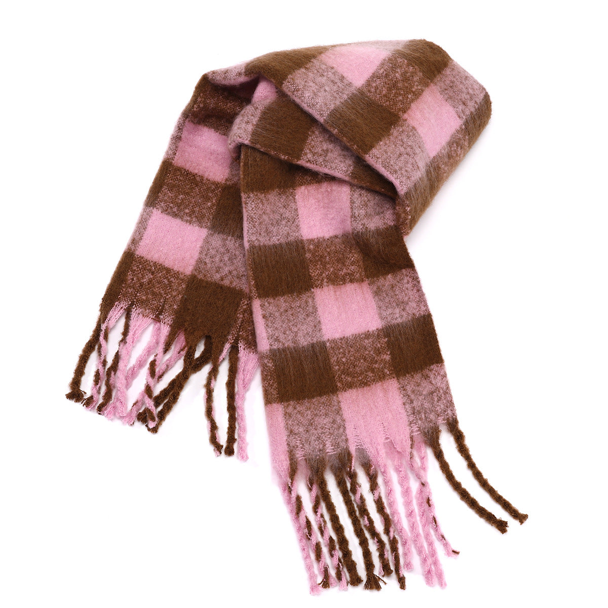 Black White Checkerboard Plaid Scarf Z Thickened Warm Scarf Women Winter Length Bib Shawl