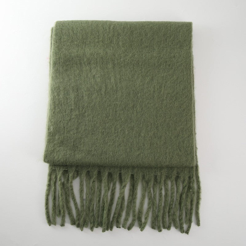 Winter Mohair Cashmere like Solid Color Scarf Lengthen Thicken Thick Tassel Autumn Winter Warm Scarf