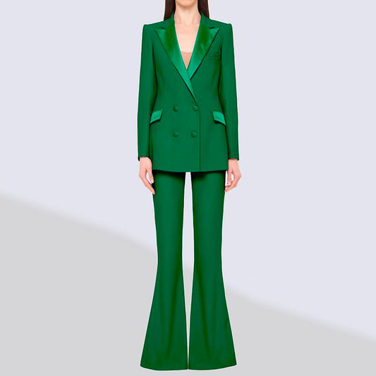 Spring Autumn Inter'IIlnet Suit Two Piece Set Women Work Pant Blazer Suit Set