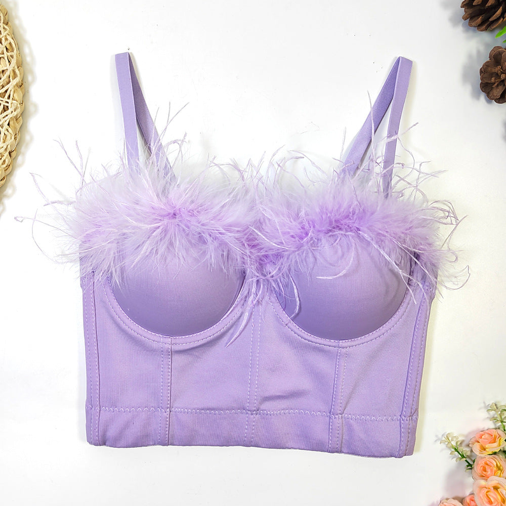 Feather Tube Top Small Sling Outer Wear Inner Wear Short Boning Corset Tight Wrapped Chest