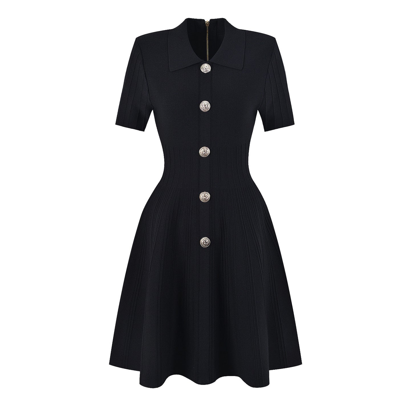 Spring Au'tumn High Quality Knitted Collared Slim Slimming A line Dress for Women