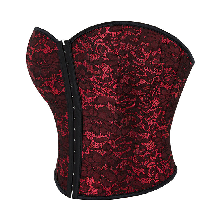 Dark Red Single Breasted Short Tube Top Women Corset