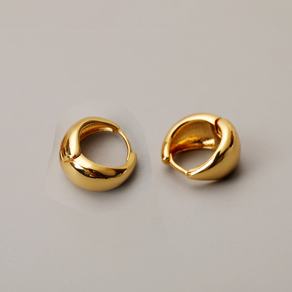 Advanced Design Modern Circular Arc Brass French Simplicity Elegant Metal Glossy Eardrop Earring Accessories