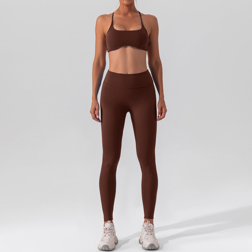 Spring Autumn Nude Feel Brushed Yoga Clothes Gym Running Quick Drying Sports Yoga Suit Women