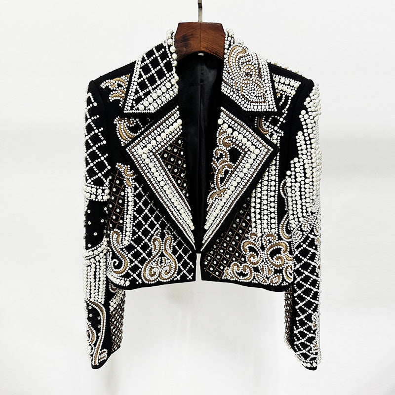 Early Spring Star Luxury Machine Embroidery Beads Rhinestones Short Coat Jacket