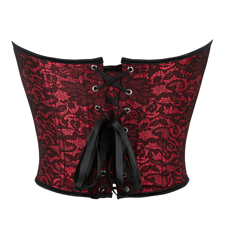 Dark Red Single Breasted Short Tube Top Women Corset