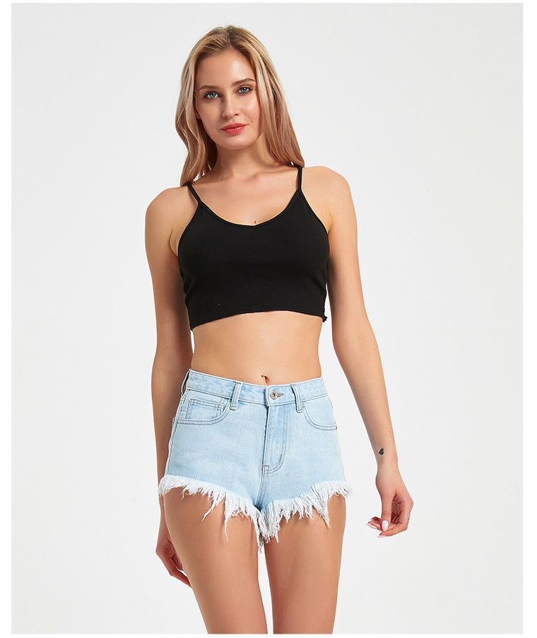 Summer Sexy Denim Super Short Shorts Style Hip Lifting Raw Edge Denim Wide Leg Pants Pants