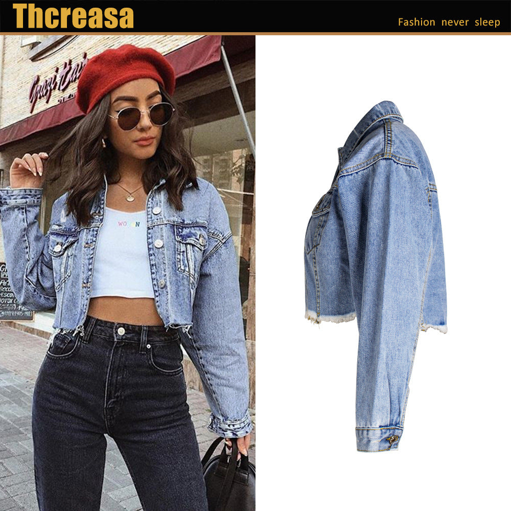 Denim Jacket Women Women Clothing Loose BF Style Tassel Denim Short Jacket Top Short Denim Jacket