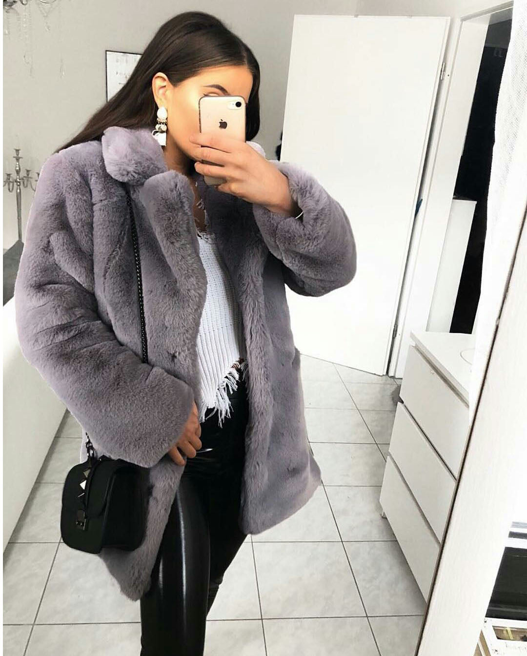 Simplee Elegant Pink Shaggy Women Faux Fur Coat Streetwear Autumn Winter Warm Plush Teddy Coat Female Plus Size Overcoat Party