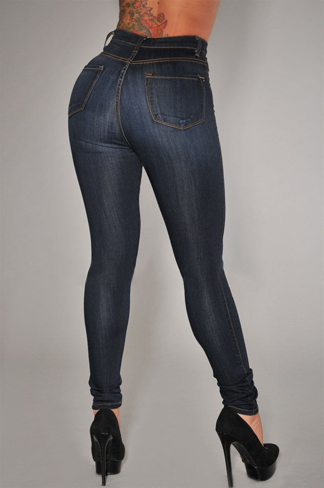 Plus Size Women Clothing High Waist Stretch Slim Denim Skinny Pants