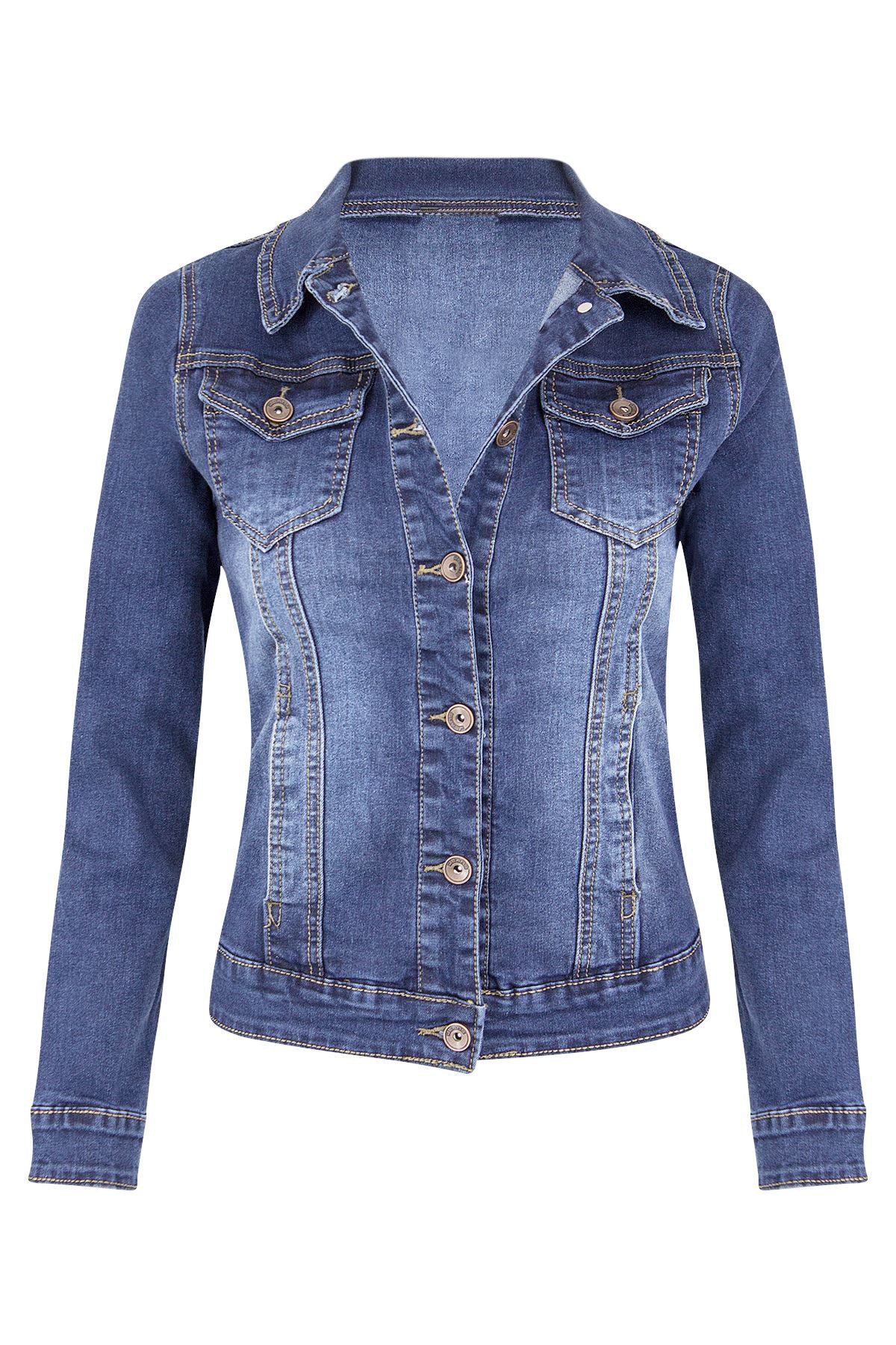 Autumn Winter Short Slim-Fitting Biker Stretch Denim Jacket Jacket Denim Jacket