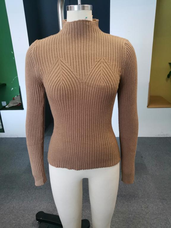 Office Sheath Long Sleeve Women Knitted Sweater Autumn Causal Female Basic Pullover Camel Soft O-Neck Sexy Short Jumper