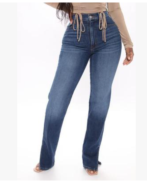 High Waist Slit Straight Jeans Straight Leg Jeans