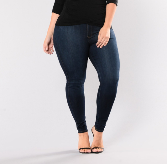 Plus Size Women  Clothing  High Waist Stretch Slim  Women  Denim Skinny Pants