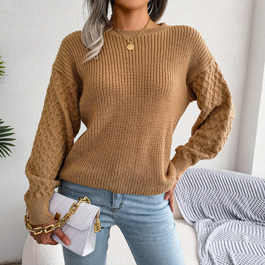 Autumn Winter Leisure Lantern Long Sleeve Knitted Sweater Women Clothing