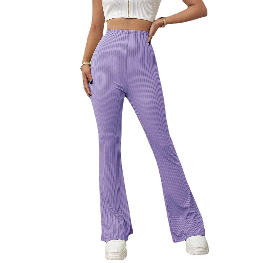 Autumn Winter High Waist Slimming Belt-Free Micro-Knit Women Casual Pants