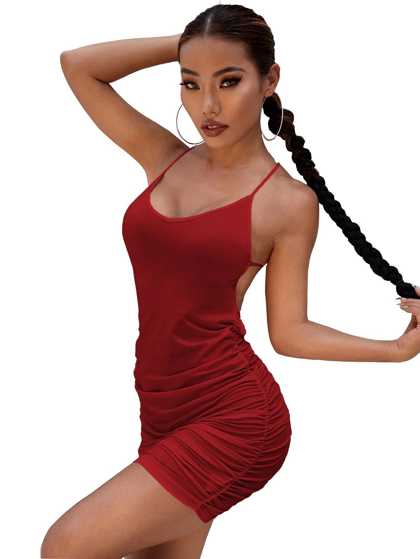 Women Clothing Night Club Style Sexy V-neck Backless Suspender Sheath Dress Knitted